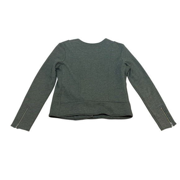 Athleta Belvedere Moto Jacket Gray Asymmetrical Zip Quilted Pockets Size Large L - Picture 12 of 13